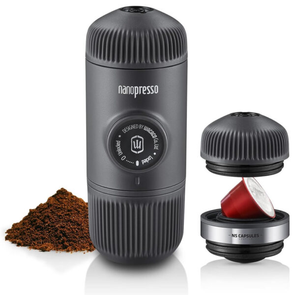 Cafetera portátil de café expreso 18Bar – WACACO Nanopresso Gris