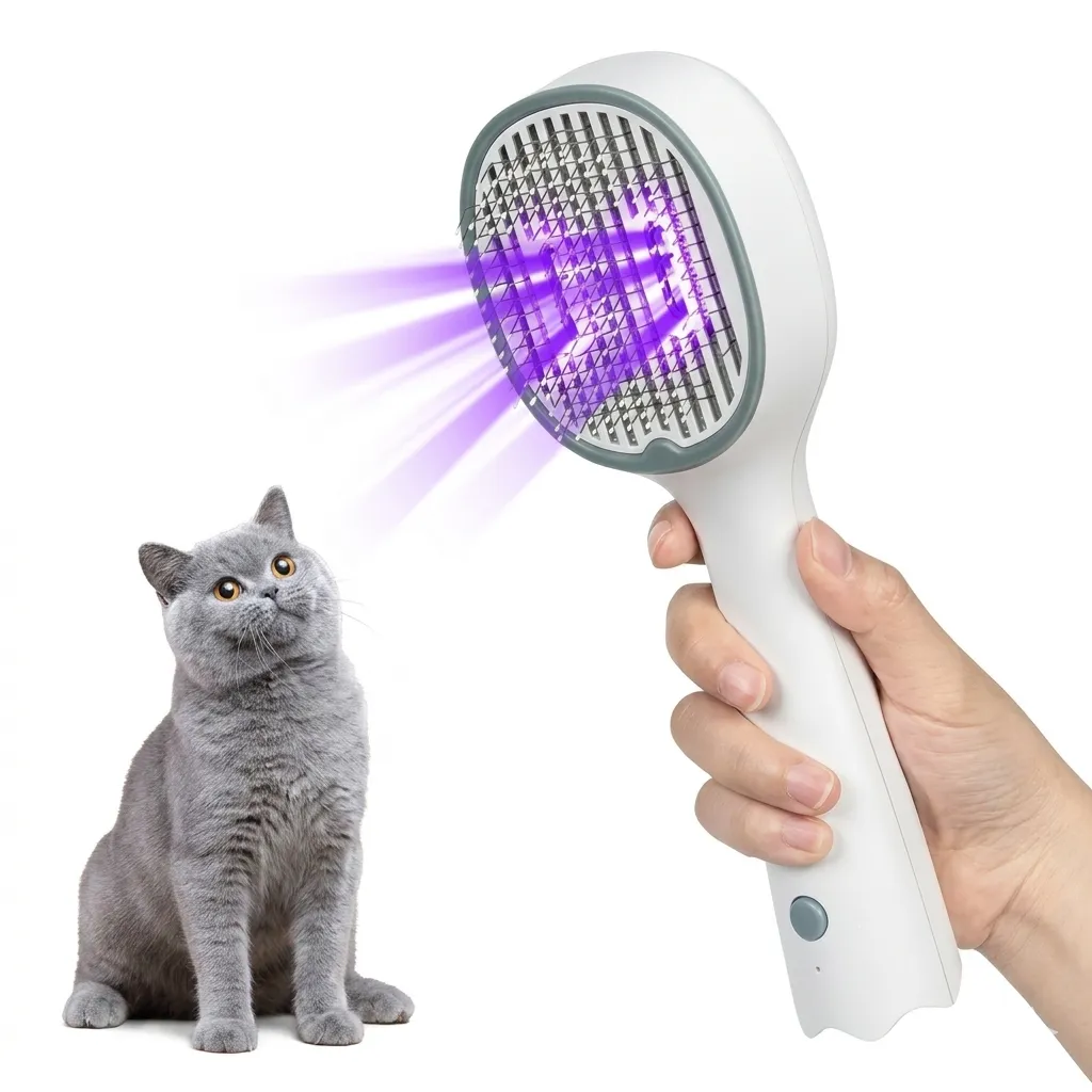 [ZF-622-2] Cepillo Removedor De Pelo Con Luz Esterilizador Para Mascota
