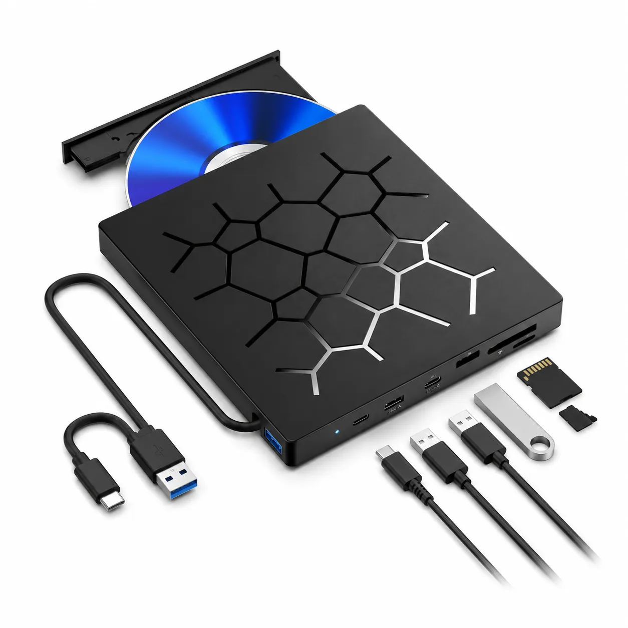 [3665636365265] Lector DVD/CD Externo 7 en 1 con Hub