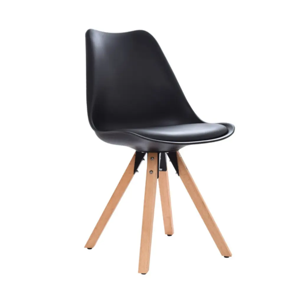 [12-02-040] Silla Eames Tulip acolchada negra