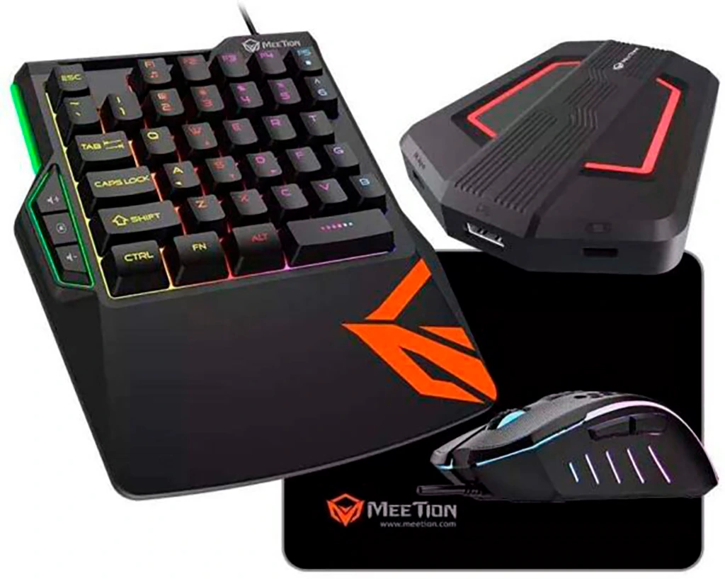 [20-02-053] Combo Gamer 4en1 MT-CO015 Teclado Single Hand Mouse Convertidor de consola pad Meetion