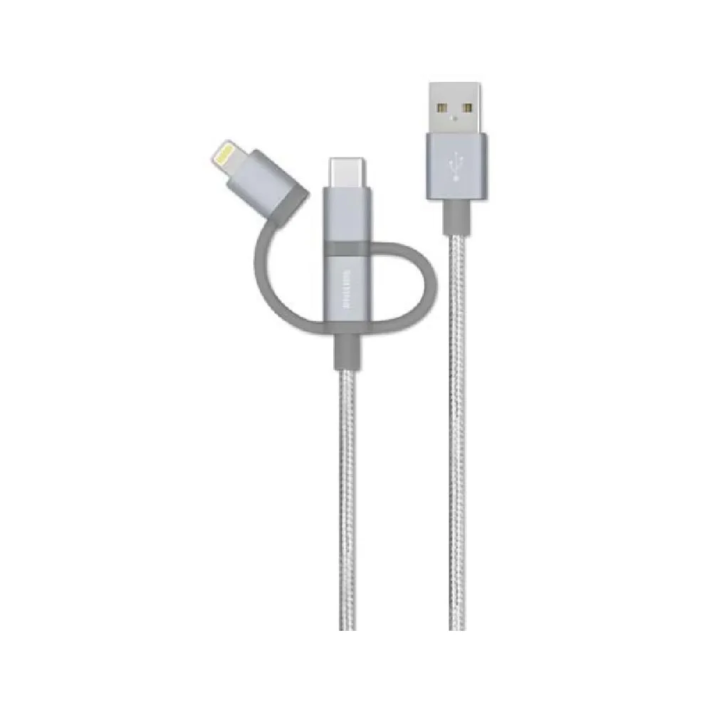 Cable 3 en 1 Lightning, USB-C y Micro USB, Philips