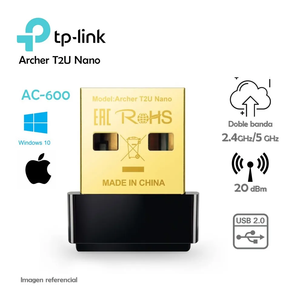 Adaptador inalámbrico USB Banda Dual Ac600 T2U TP-Link