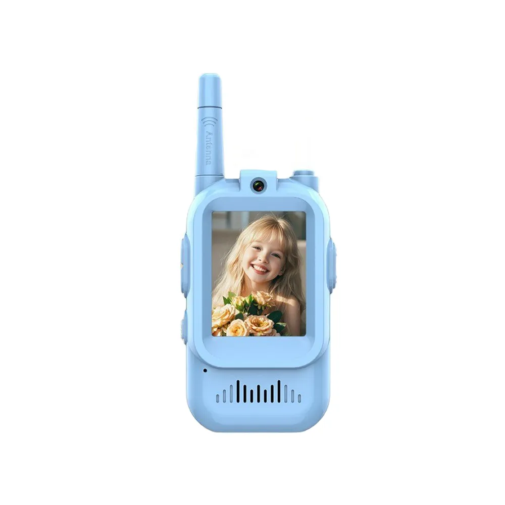Mini Walkie Talkie Interactivo Infantil con Video Recargable 100mt Azul