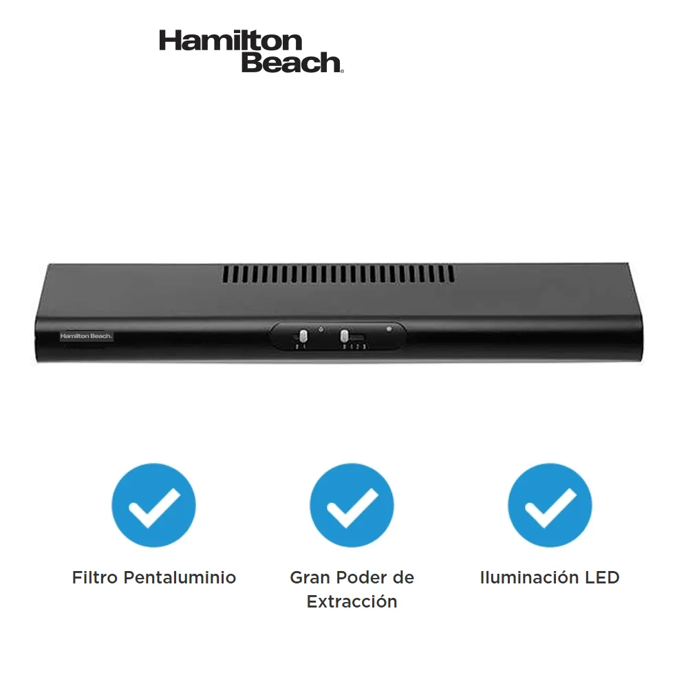 Campana Extractora Hamilton Beach 76cm Negro Hb76f15 5hca003