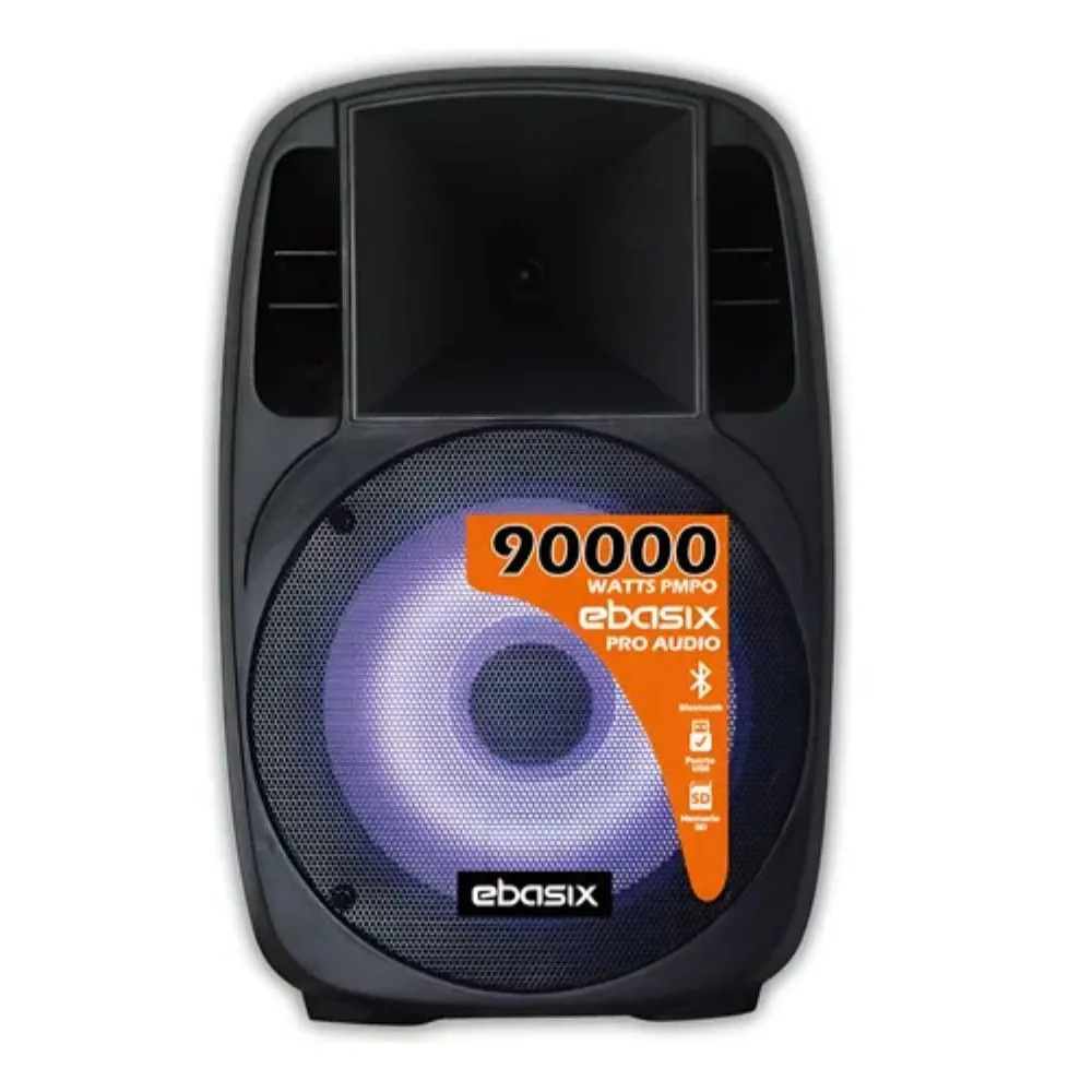 Parlante 15”, Bluetooth, 250 Rms, Luces, MP3, Usb, SD, Ecualizador, Ebasix